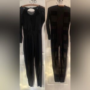 3 Women’s Black Jumpsuits | Size Large | Fishnet, Mesh & Snatched